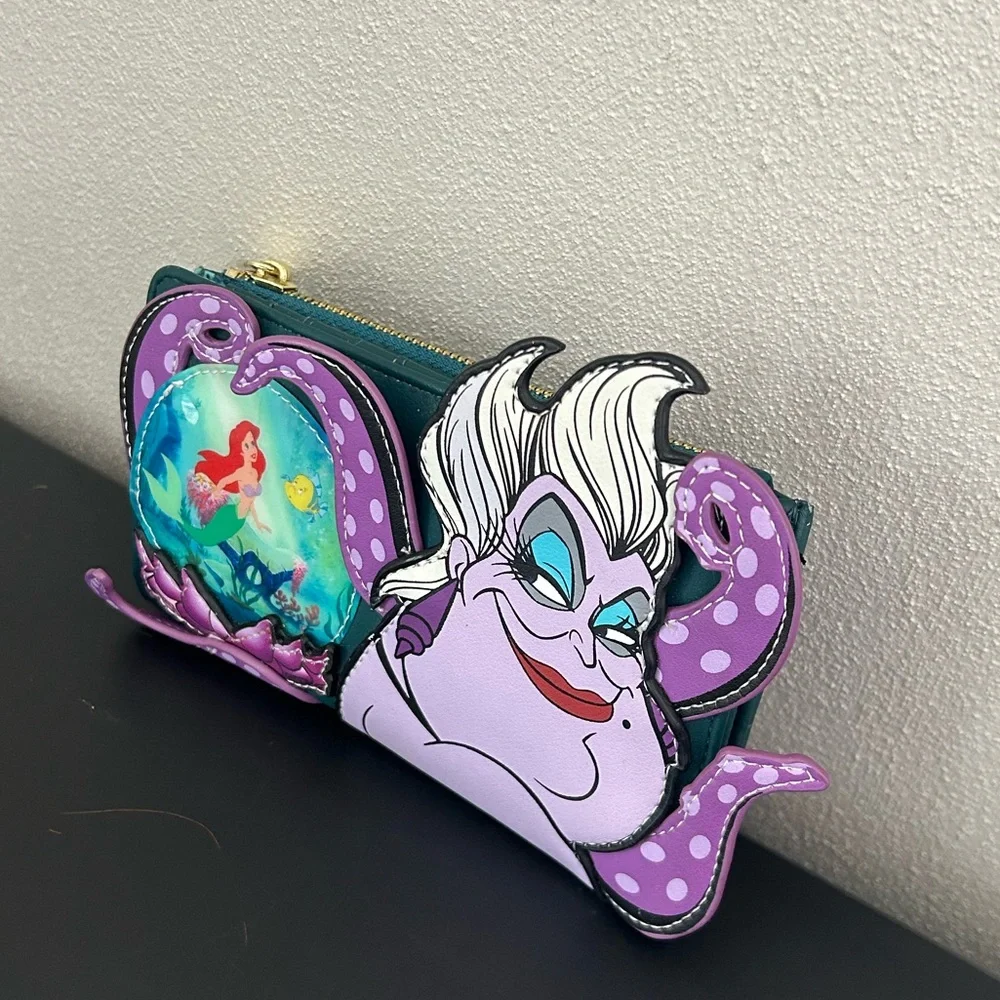 Loungefly Disney Villians Scene Ursula Crystal Ball and Ariel Flap Wallet - Picture 2 of 8